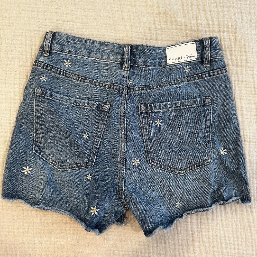 KHAKI + Blue High Rise Shorts - Picture 3 of 3